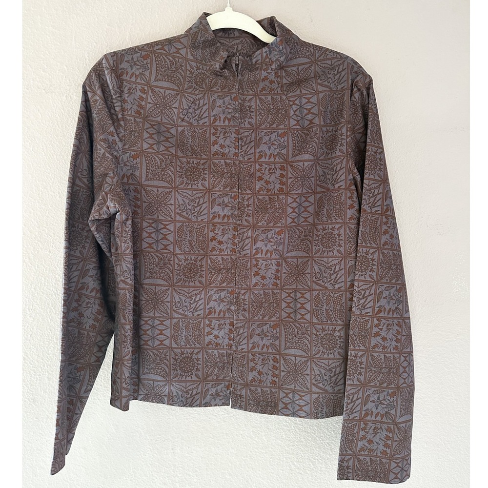 Peruvian Connection‎ Tapa Cloth Zip Front Jacket Size 10